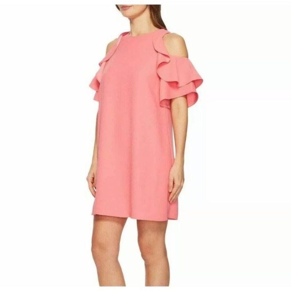 Kate Spade New York Cold Shoulder Crepe Dress in Pink Petunia, Size Small
